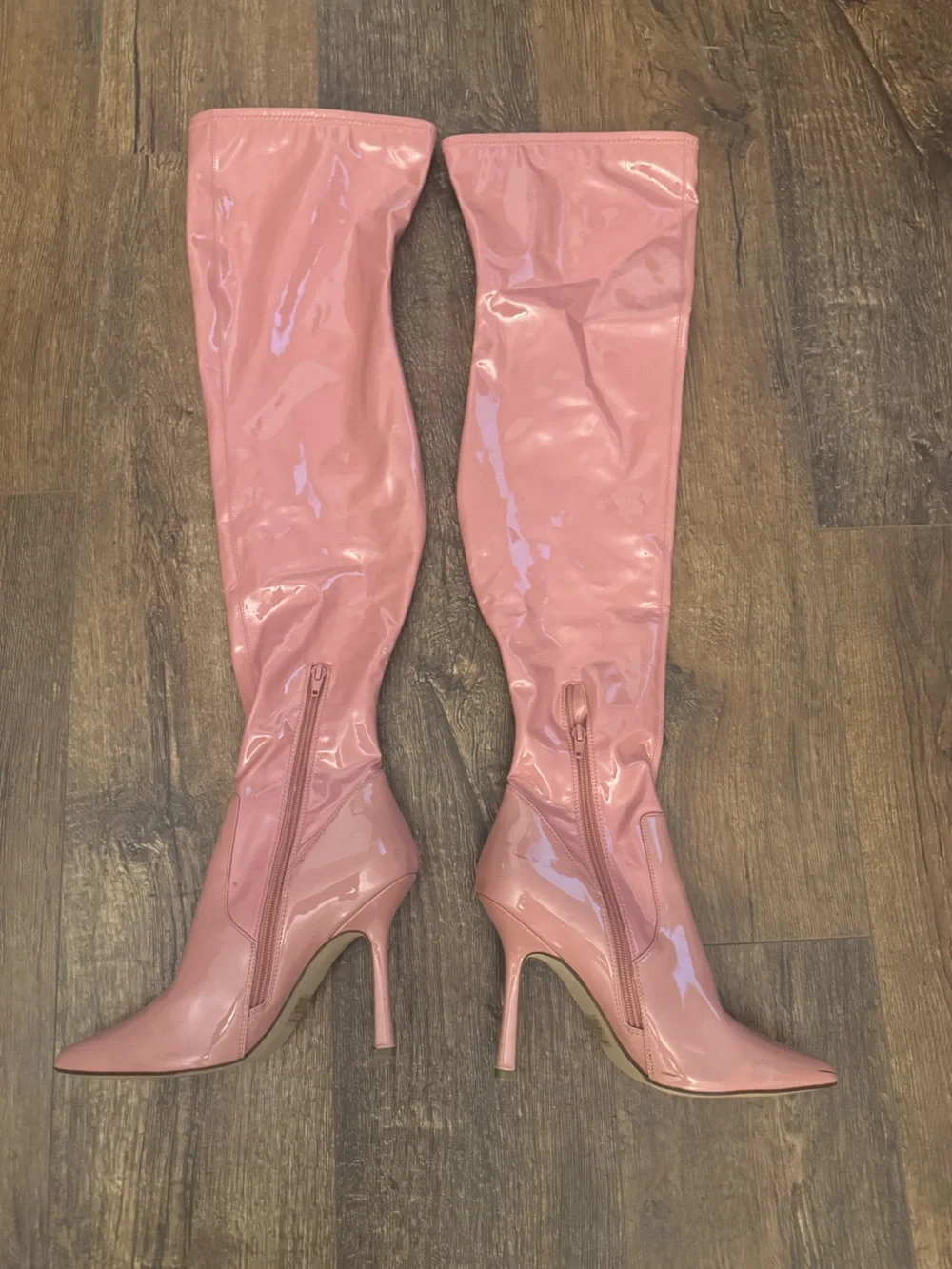 Steve Madden Vanquish Pink Patent Over-the-Knee Stiletto Boots